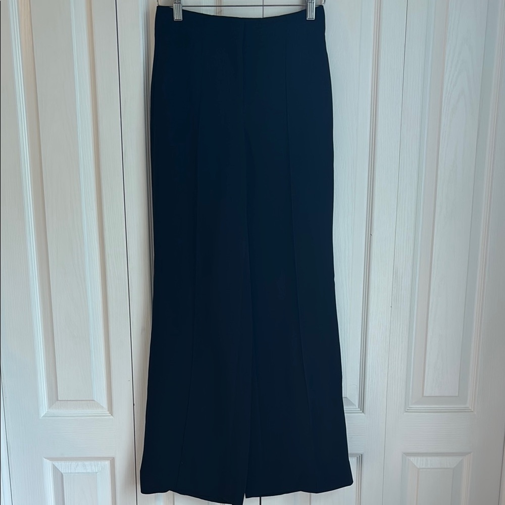 Club Monaco Wide Leg Pleated Trouser. Black. Size 0